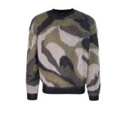 Groene Camo Trui Regular Fit Emporio Armani , Multicolor , Heren