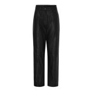 Zwarte Leren Rechte Pijp Broek Btfcph , Black , Dames