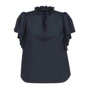 Feminine Ruches Top Blouse Ink Co'Couture , Blue , Dames