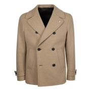 Dubbelborstige Peacoat met Brede Revers Lubiam , Beige , Heren