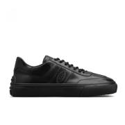 Zwarte Vintage Leren Sneakers Tod's , Black , Heren