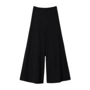 Wide Trousers Twinset , Black , Dames