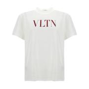 Wit Vltn Print Crew Neck T-shirt Valentino Garavani , White , Heren