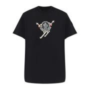 T-shirt met bedrukt logo Moncler , Black , Heren