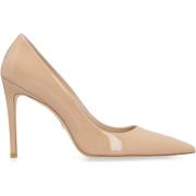 Glanzend Leren Puntige Pumps Stuart Weitzman , Beige , Dames