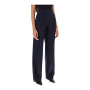 Pinstripe Wool Trousers Loulou Studio , Blue , Dames