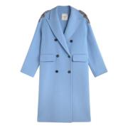 Blauwe Wol Lange Jas Elegante Stijl Ermanno Scervino , Blue , Dames