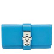 Pre-owned Leather clutches Hermès Vintage , Blue , Dames