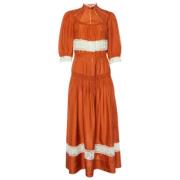 Pre-owned Silk dresses Dior Vintage , Orange , Dames