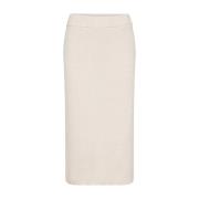 Moderne Beige Geribbelde Midi Rok Soyaconcept , Beige , Dames