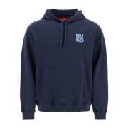 Geborsteld Katoenen Hoodie Hugo Boss , Blue , Heren