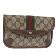 Pre-owned Leather pouches Gucci Vintage , Beige , Dames