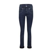 Rib Jog Broek Red Button , Blue , Dames