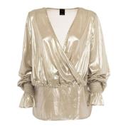 Elegante Metallic Zomerblouse Outlet Prijs Pinko , Gray , Dames