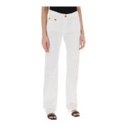 Jeans met Gouden Metalen Details Palm Angels , White , Dames