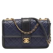 Pre-owned Leather chanel-bags Chanel Vintage , Blue , Dames