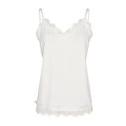 Kanten Detail Hemdje Top Freequent , White , Dames