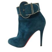 Pre-owned Suede boots Christian Louboutin Pre-owned , Blue , Dames