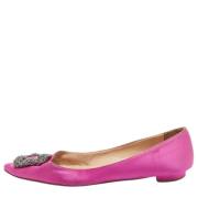 Pre-owned Satin flats Manolo Blahnik Pre-owned , Purple , Dames