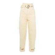 Hoge taille katoenen broek voor dames Pinko , White , Dames