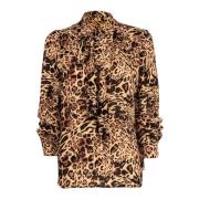 Elegante Animalier Bruine Zomerblouse Patrizia Pepe , Multicolor , Dam...