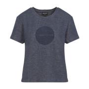 Blauw Melange T-Shirt Giorgio Armani , Gray , Dames