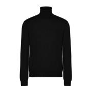 Zwarte Ribgebreide Coltrui Sweater Valentino , Black , Heren