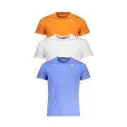 Katoenen T-shirt, 3-pack Wit-Oranje-Blauw K-Way , Multicolor , Heren