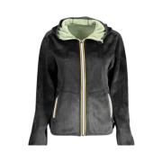 Capuchon Fleece Sweatshirt, Omkeerbaar Zwart/Groen K-Way , Black , Dam...