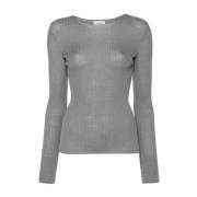 Ribgebreide ronde hals trui MRZ , Gray , Dames