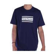 Katoenen T-shirt Blauw Ronde Hals Korte Mouw Sergio Tacchini , Blue , ...