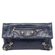 Pre-owned Leather clutches Balenciaga Vintage , Blue , Dames