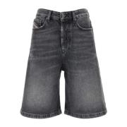 Donkergrijze Denim Bermuda Shorts Diesel , Gray , Dames