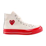 Witte Canvas Hart Sneakers Comme des Garçons Play , White , Heren