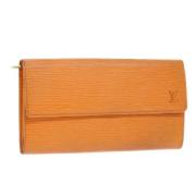 Pre-owned Leather wallets Louis Vuitton Vintage , Orange , Dames