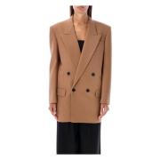 Wollen Blazer Jas Praline Beige Saint Laurent , Brown , Dames