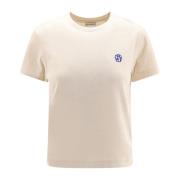 Geborduurd Katoenen Crew-neck T-shirt Burberry , Beige , Dames