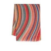 Swirl Print Frayed Detailing Scarf Paul Smith , Multicolor , Dames