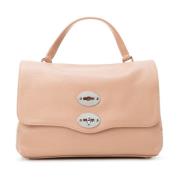 Gestikte Leren Tas met Handvat Zanellato , Pink , Dames