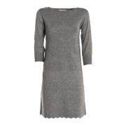 Grijze Melange Gebreide Jurk Fracomina , Gray , Dames