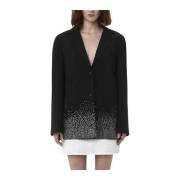 Kristal Hem Blazer met Kristallen JW Anderson , Black , Dames