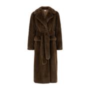 Bruine Shearling Jas Brede Revers P.a.r.o.s.h. , Brown , Dames