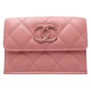 Pre-owned Leather wallets Chanel Vintage , Pink , Dames