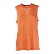 Mouwloze Gebreide Top Koraal/Rood Sun68 , Red , Dames