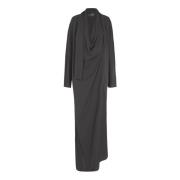 Kimono Stijl Lange Zijden Jurk Cortana , Black , Dames