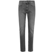 Zwarte Denim Wassing Steen Grijs Broek Versace , Gray , Heren