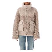 Reversible Shearling Peacot Outerwear Urbancode , Beige , Dames