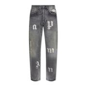 Jeans met ruwe afwerking Palm Angels , Gray , Heren