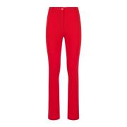 Slim Fit Rode Broek met Zijband Detail Patrizia Pepe , Red , Dames