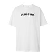 Logo Print Katoenen T-shirt Burberry , White , Heren